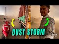 Strong Winds and Dust Storm Causes Bikers to Pull Over