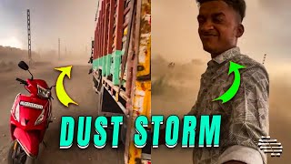 Strong Winds and Dust Storm Causes Bikers to Pull Over