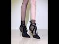 Black &amp; Nude Stockings with Mesh Tie Heels #legs #foot #heels #nylon #stockings #pantyhose #beauty