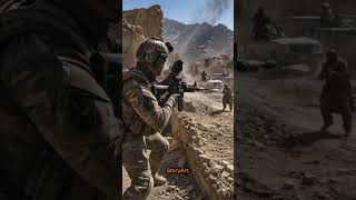 Troops engage terrorists in gunfight. #Gunfight #TacticalCombat #ActionScene #HighIntensity