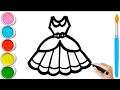 Beautiful Dress  Drawing, Painting &amp; Coloring For Kids and Toddlers_ Child Art 🎨 🎨 🎨 