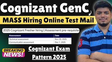 🔥Cognizant 2025 Mass Hiring Exam Mail Out! | Cognizant Mass Hiring | Cognizant GenC 2025 Assessment