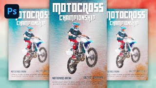 Watercolor Motocross Poster Photoshop Tutorial | Sports Poster Design screenshot 1