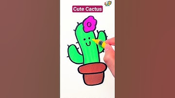 How to Draw a CUTE CACTUS with a Flower! 🌵 Easy Kawaii Art Tutorial for Kids #kidsdrawing