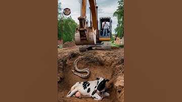 Rescue Alert! Excavator Strikes a Huge Snake and a Cow in ​#UnexpectedFind#EmergencyResponse