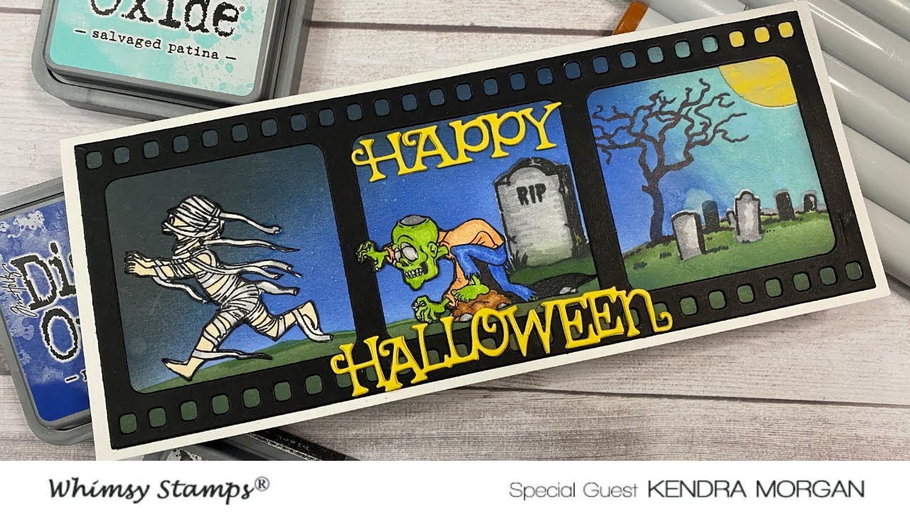 Halloween Horror Movie Scene Slimline Card | Guest Designer for Whimsy Stamps