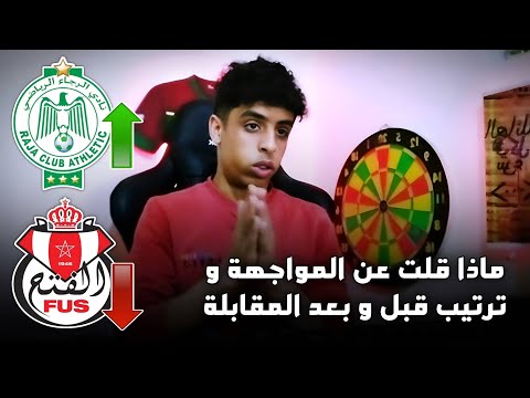 هدا ما قلت عن مواجهة الرجاء البيضاوي و الفتح الرباطي  ترتيب قبل و بعد المقابلة الرجاء و الفتح