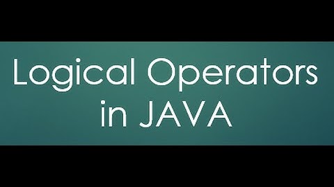 12  Logical Operators