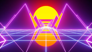 4k Arcade Cyber Sun / Looped Background / Retrowave Footage