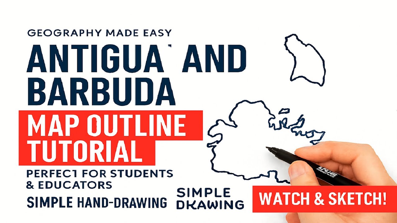 Antigua and Barbuda Map Outline Tutorial | Simple Hand-Drawing Steps