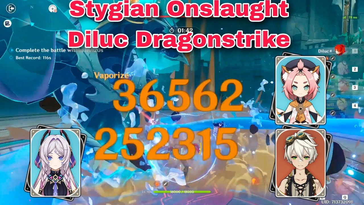 Stygian Onslaught 6 cost Diluc Dragonstrike Fearless vs Tulpa || Genshin Impact