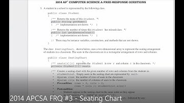 JAVA - Lesson #143 - APCSA - 2014 Free Response Question #3 - Seating Chart