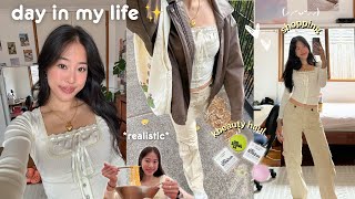 DAY IN MY LIFE 💕 shopping, korean makeup haul, run with me, chores | *chill and realistic*