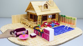 *NEW* DIY Miniature Popsicle Sticks House | Build Cabin Dream House For School Project