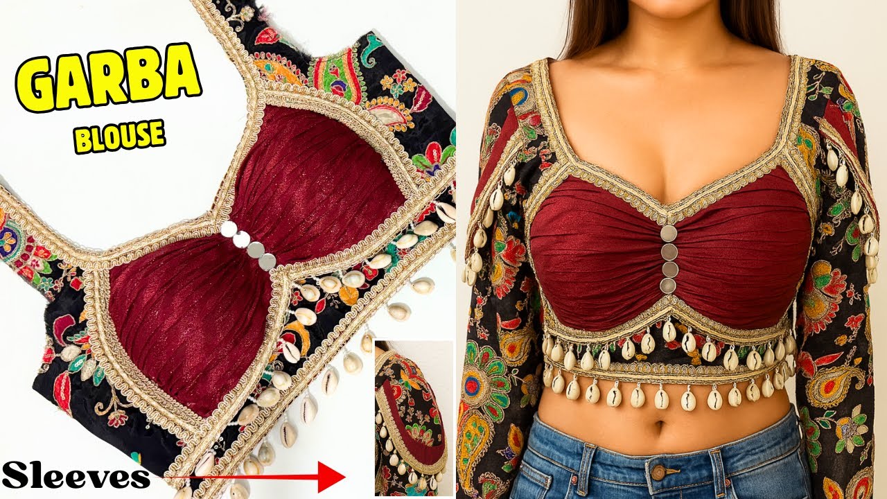Black Garba Blouse | Stylish Garba Blouse | Garba Blouse Cutting and Stitching | Garba Dress