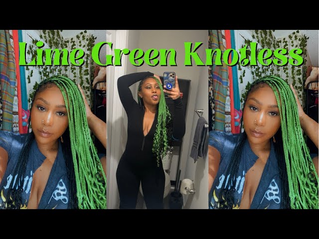 Lime Green Knotless Braids, Shego Inspired