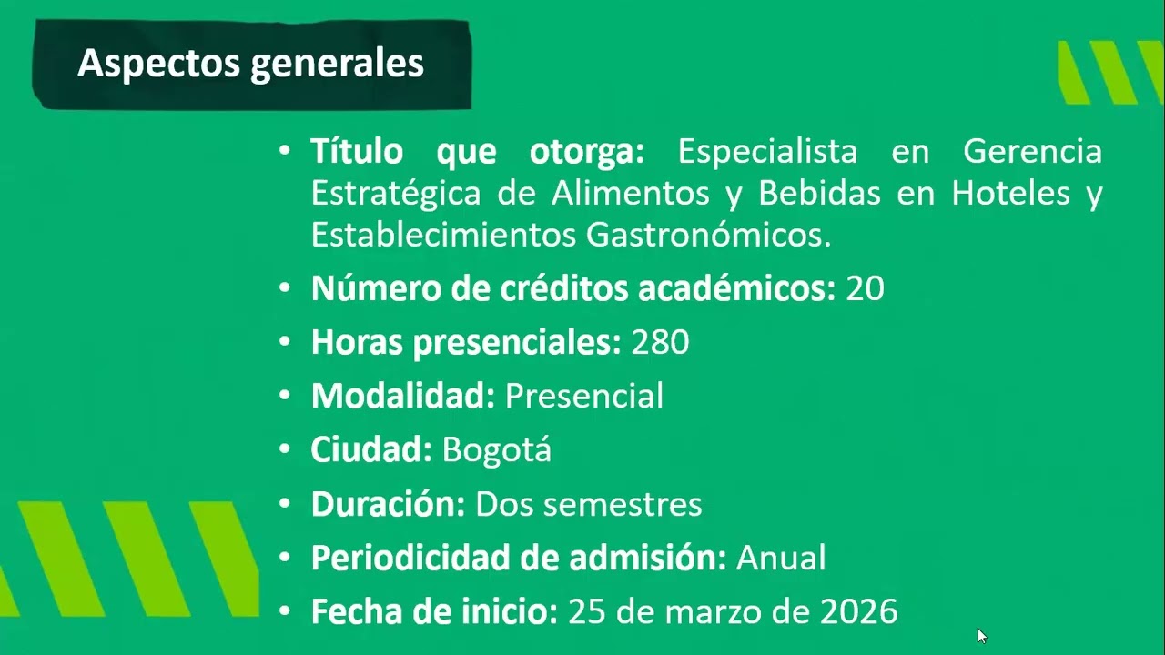 Sesión Informativa Virtual – Especializaciones en Organización de Eventos y Alimentos y Bebidas