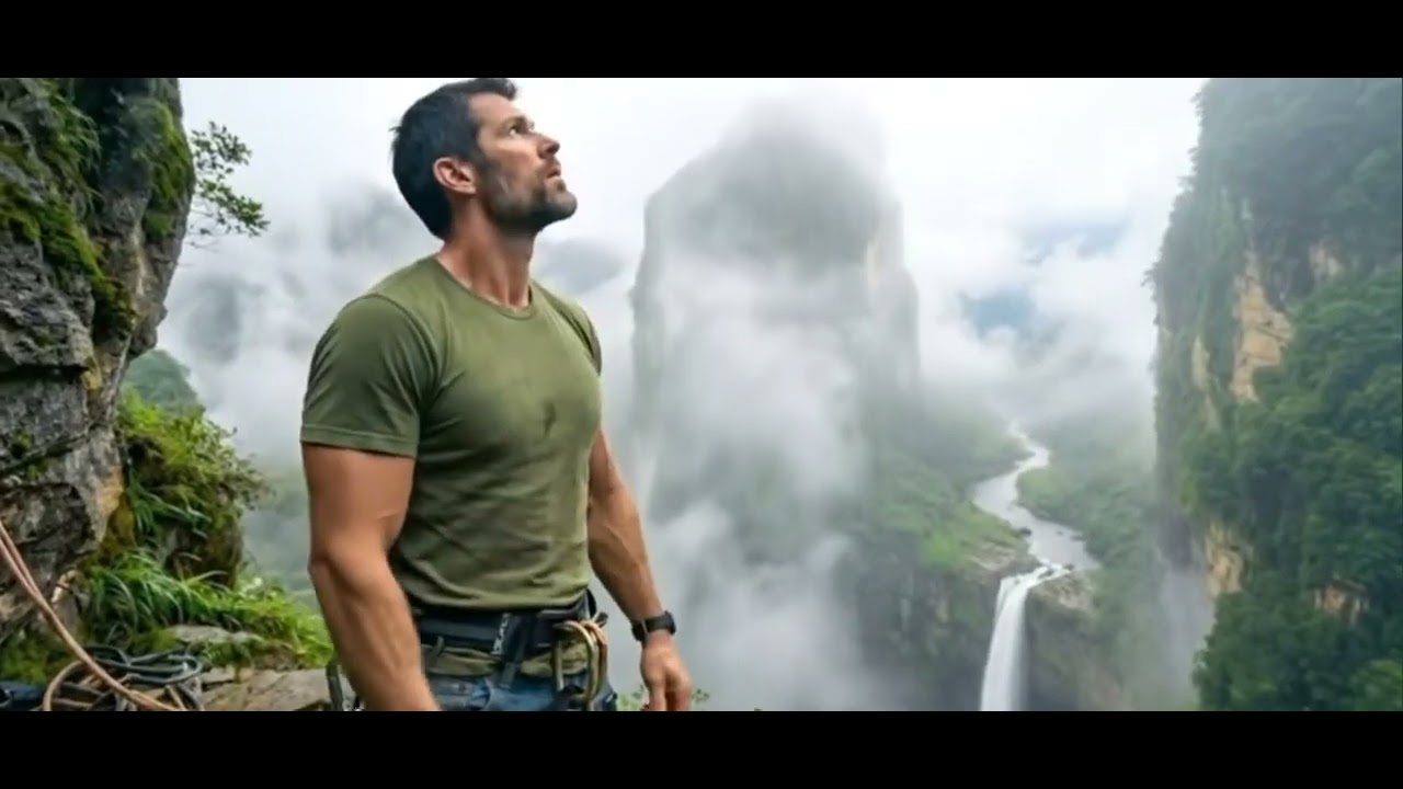 Building Tree House on a High Cliff Above a Waterfall (ASMR)