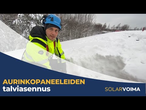 Aurinkopaneelien asennus talvella - 100kWp voimala esimiesvoimin