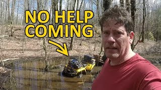 Stuck Deep - No Winch - No Help - SOLO ATV Nightmare