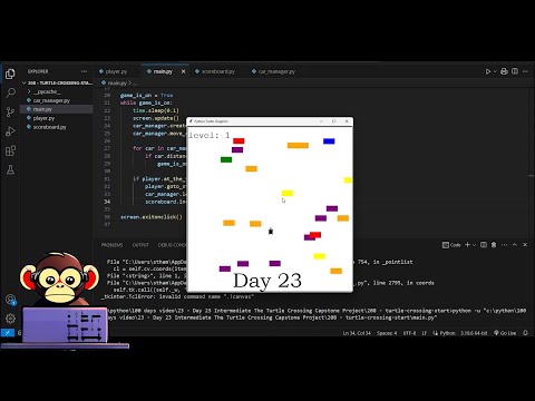 python programming 100 days challenge || day 23 || turtle crossing game ||