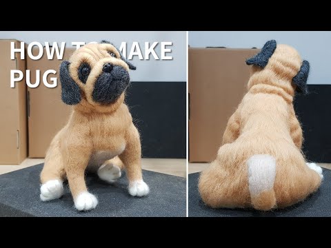 Sculpting wool/How to make Pug art doll(figure).Needle Felt Tutorial.퍼그 피규어 인형(아트돌) 만드는 방법.양모펠트