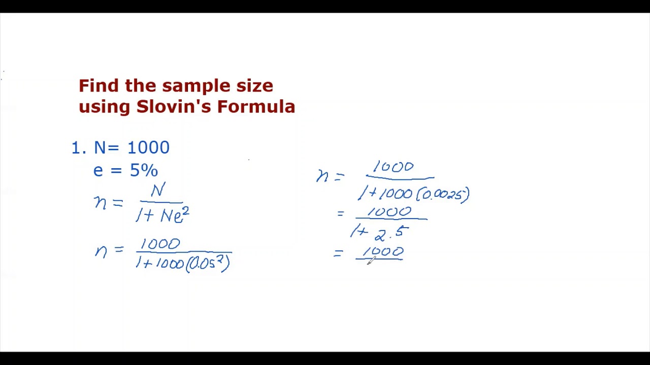 Determining The Sample Size Using Slovin s Formula YouTube