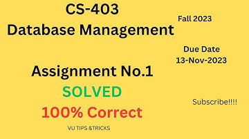 CS-403 Assignment 1 Solution Fall 2023 | 100% CORRECT | #cs403 |13-NOV-2023| CS-403 ASSIGNMENT 1