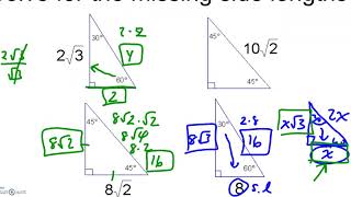 9.7 Special Right Triangles Notes Part 1