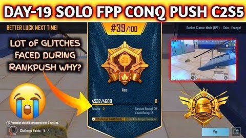 DAY-19 Solo fpp conq rankpush C2S5 | Facing lot of glitches and hackers during rank push | Solo fpp