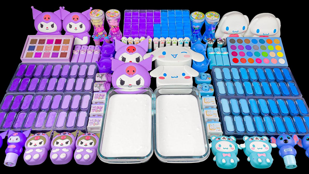 Slime ASMR yang Memuaskan 💜🤍 Sanrio Kuromi dan Cinnamoroll 🤍💜 Slime Riasan Glitter