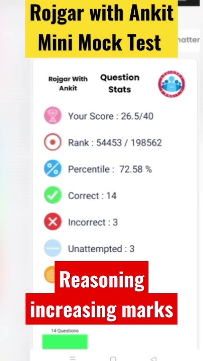 Rojgar with Ankit Mini Mock Test🥳| Reasoning Increasing Marks| #ssc_gd ...