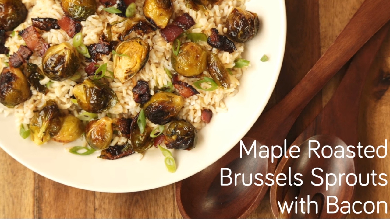 Maple Roasted Brussels Sprouts with Bacon