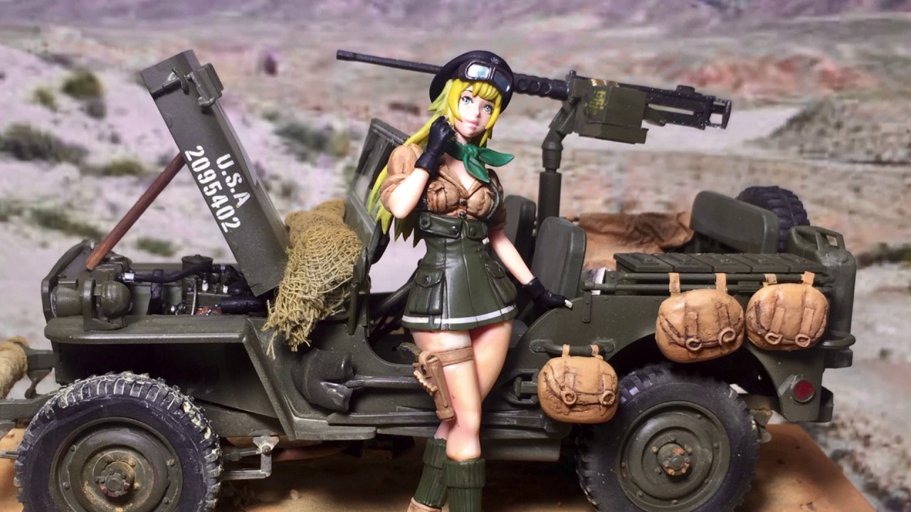 WILLYS MB JEEP & Burney (MITSUWA MODEL & PLAMAX 1:20) - YouTube