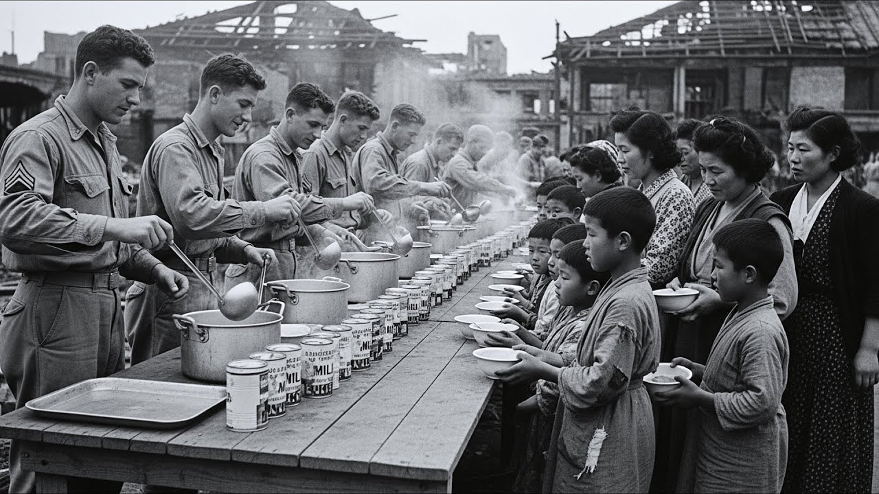 Japanese Civilians Were Surprised When American Soldiers Gave Food To Their Children