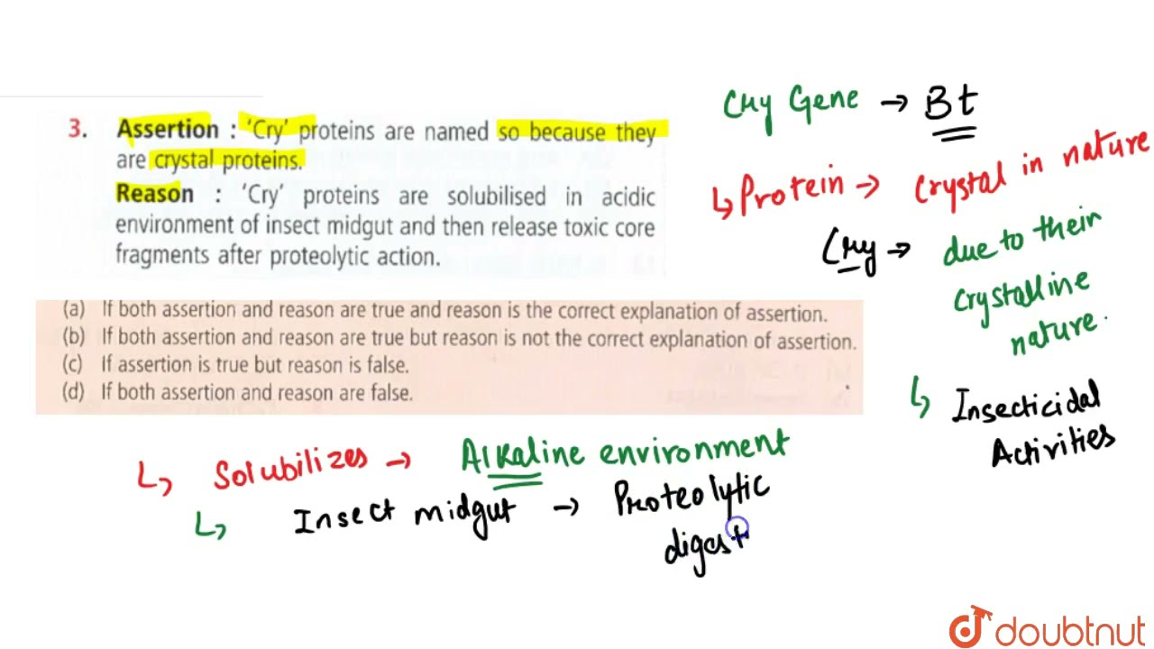 Assertion Cry Proteins Are Named So Because They Are Crystal