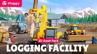 Logging Facility - 3D Low Poly Asset Pack for Games