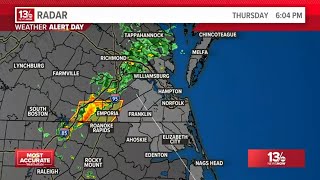 Live Radar: Weather Alert Day for Hampton Roads due to risk of strong storms