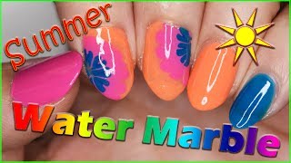 Summer inspired water marble nails - petals