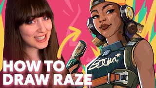 How To Draw In The Valorant Art Style  Drawing Raze