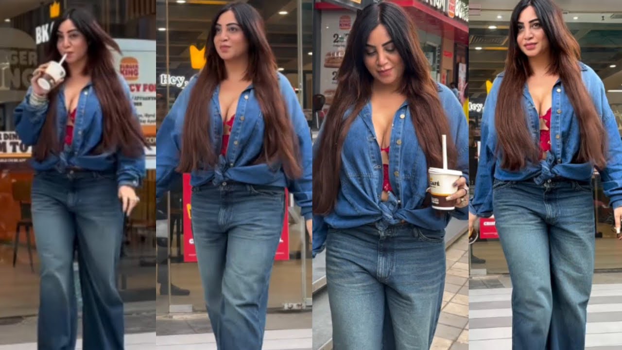 Big Boss 14 Fame Arshi Khan FlaunNts Her Huge Figure In Blue Denim Wears At Mumbai 