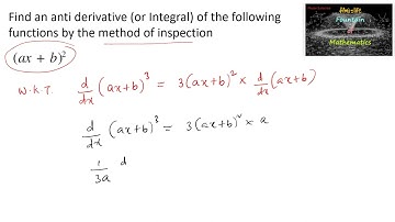 Find an anti-derivative (or Integral) of (ax+b)^2 by the method of inspection|CBSE|NCERT|Term 2|Sol