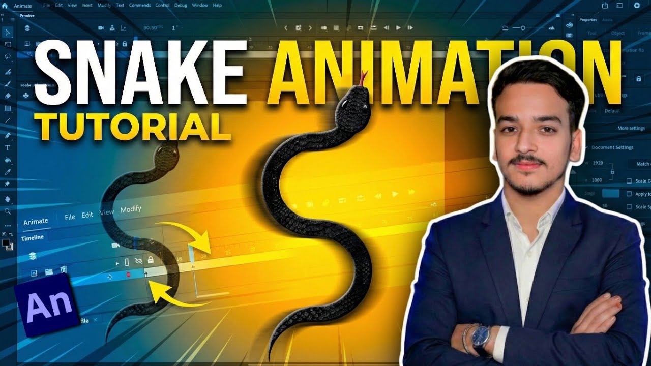 Snake Animation Tutorial in Adobe Animate 🔥 Easy & Smooth Motion 🐍 ...