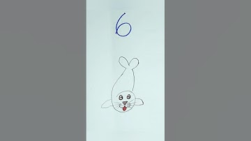 cute seal drawing easy by 6 #drawing #cute #beginnerarttips #shorts #viral #tranding