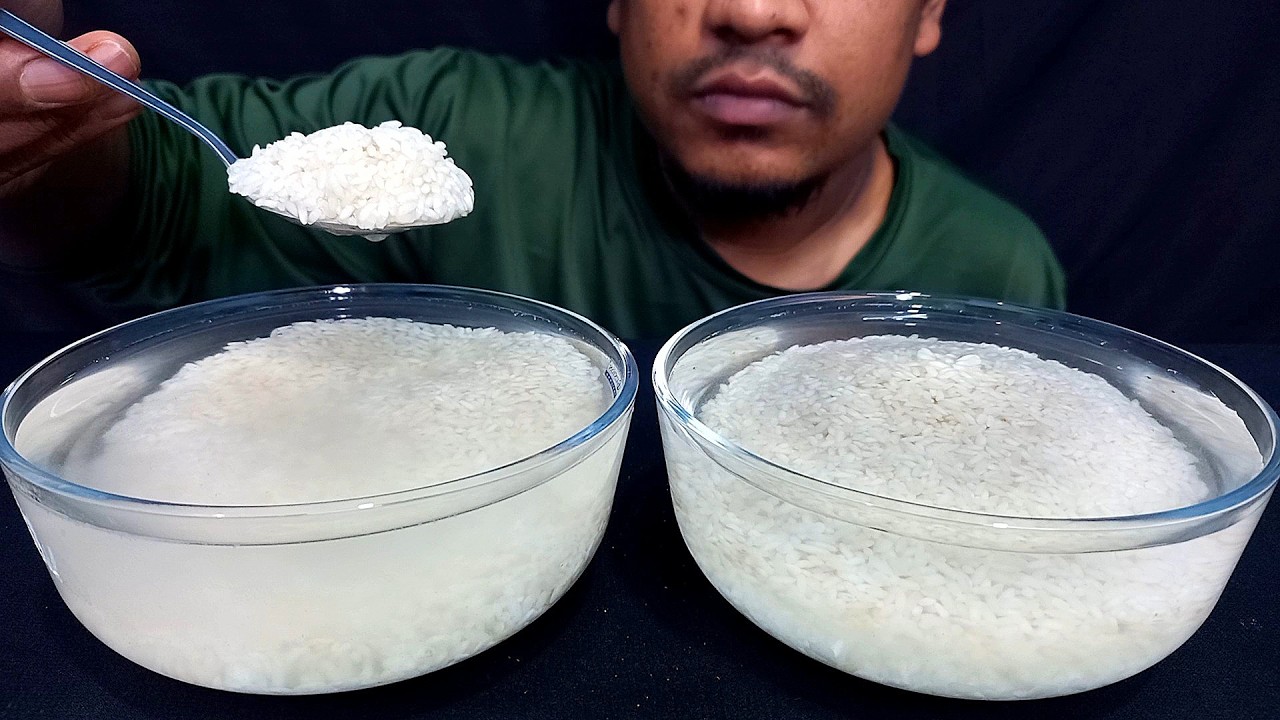 Water Rice Eating ASMR EATING HARD RAW RICE WITH WATER | RAW RICE EATING ASMR | RAW RICE ...