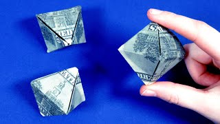 картинка: Как сделать ромб из денег. Moneygami