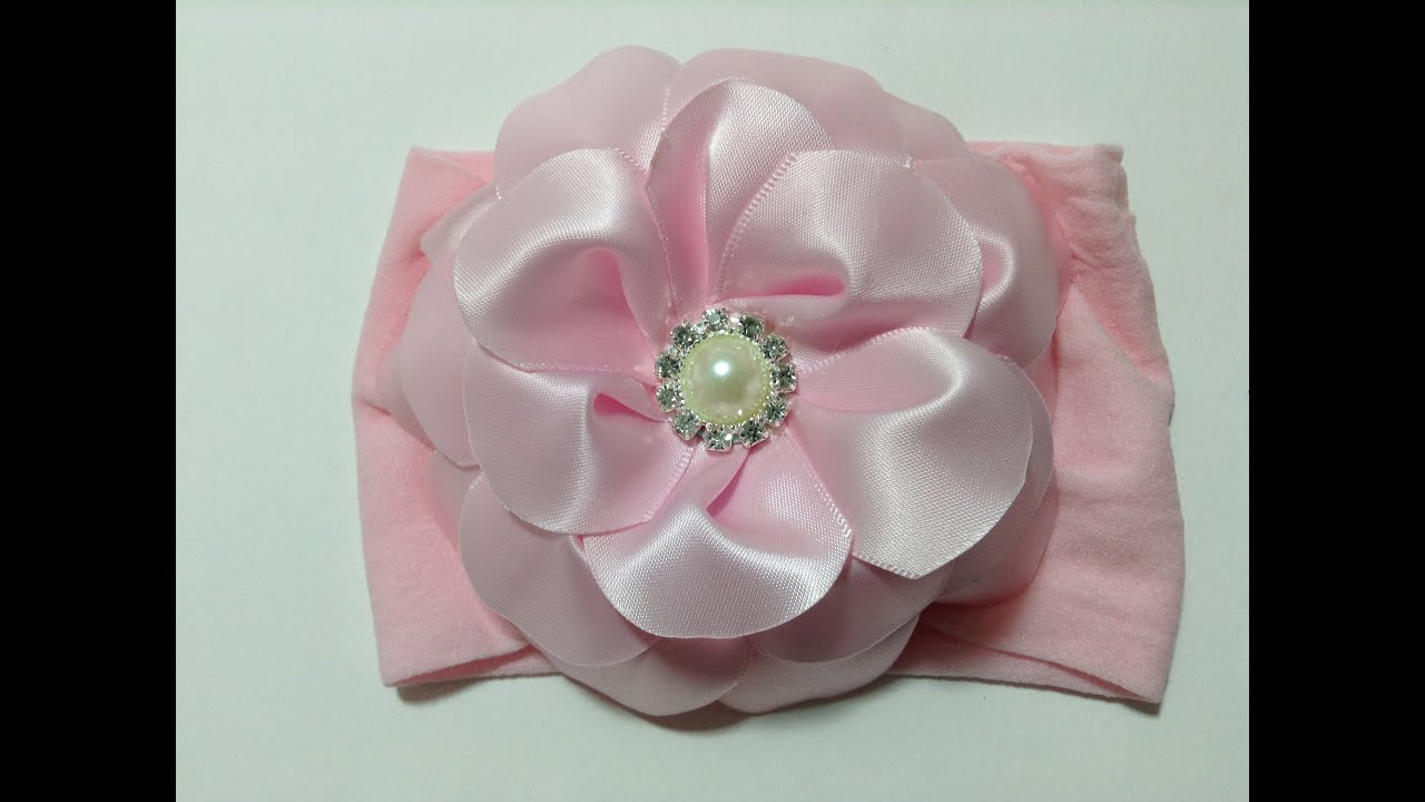 Flor de pétalos de listón en tiara  VIDEO No. 298