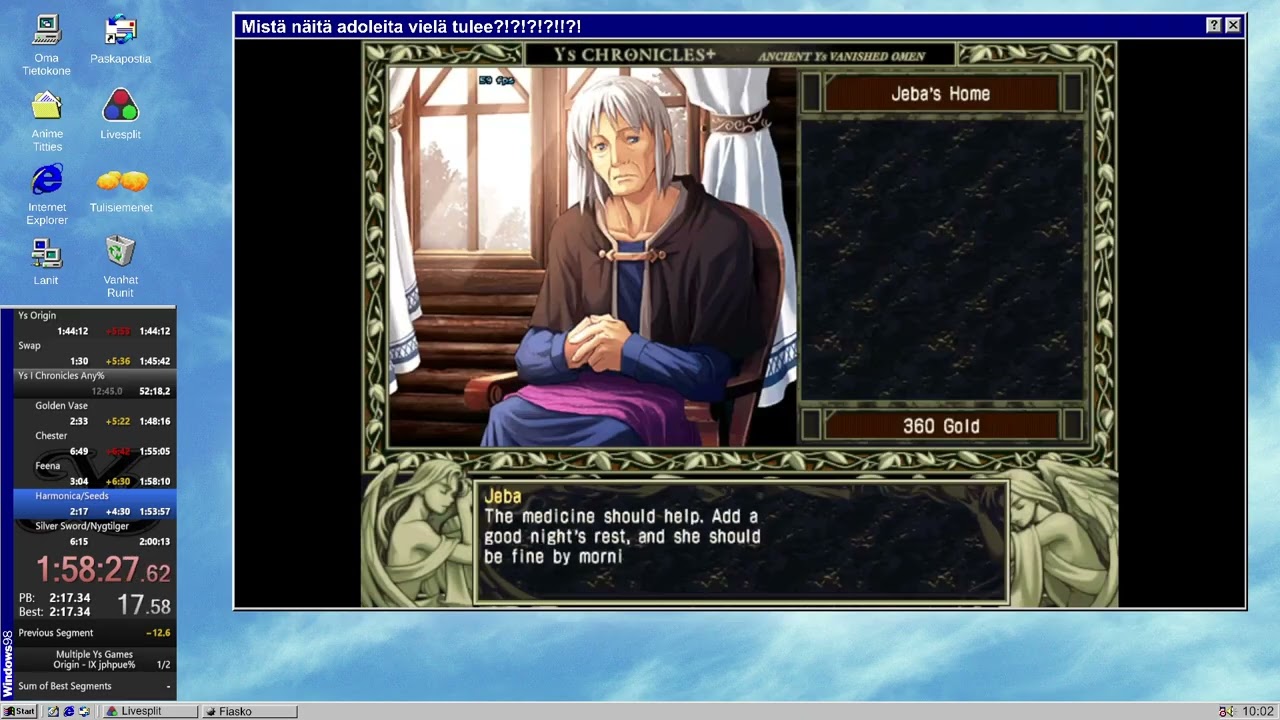 Ys Origin - X Speedrun% 14.6.2025: Ys I Any% Chronicles+