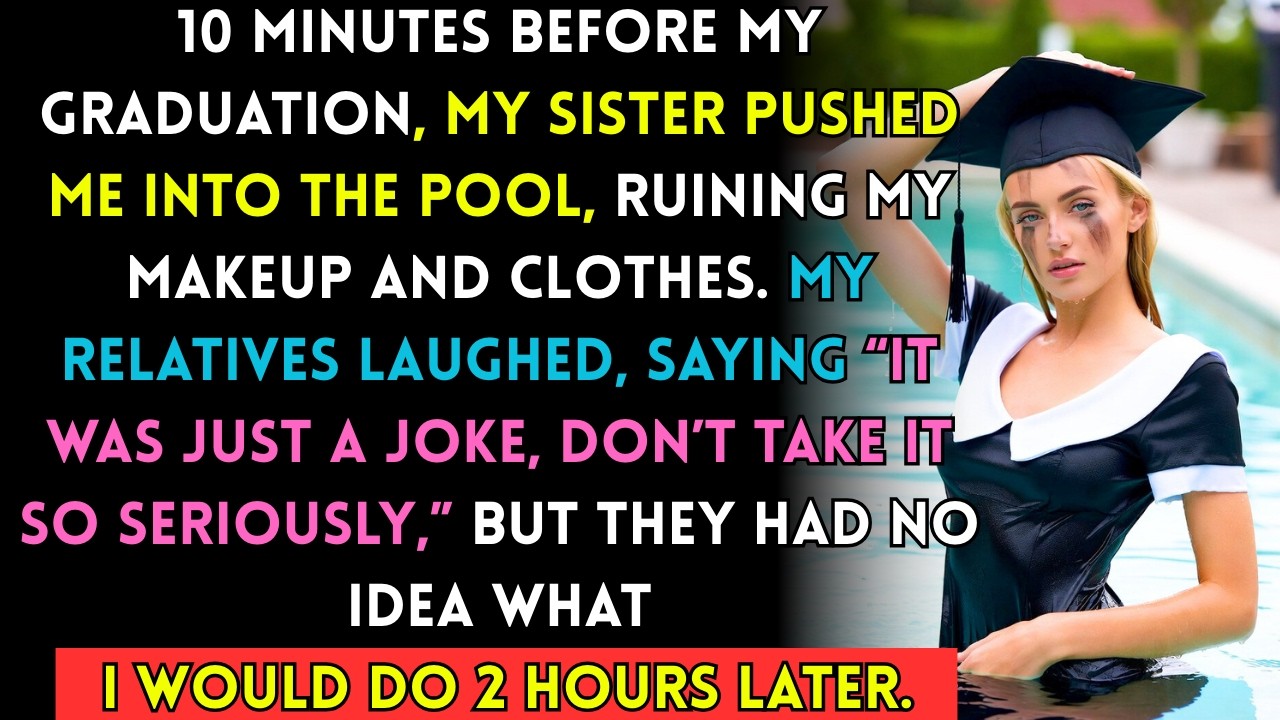 10 MINUTES BEFORE GRADUATION MY SISTER PUSHED ME IN POOL THEY LAUGHED 2 HOURS LATER I SHOCKED THEM