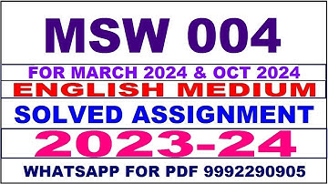 msw 004 solved assignment 2023-24 | msw 4 solved assignment in english 2024 | msw 4 2024